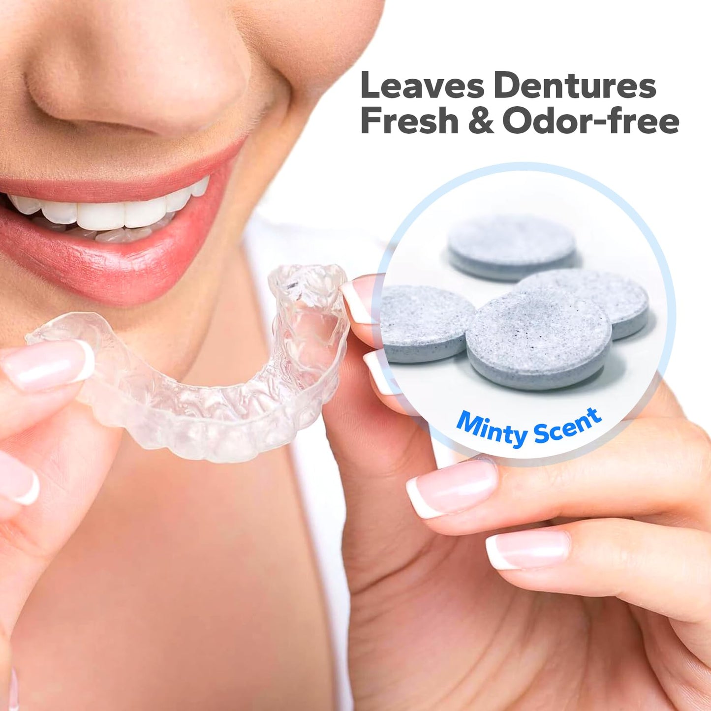 SmileShark Retainer Cleaner (60 Tablets) | Denture Cleaning Tablets with Minty Odor Neutralizing