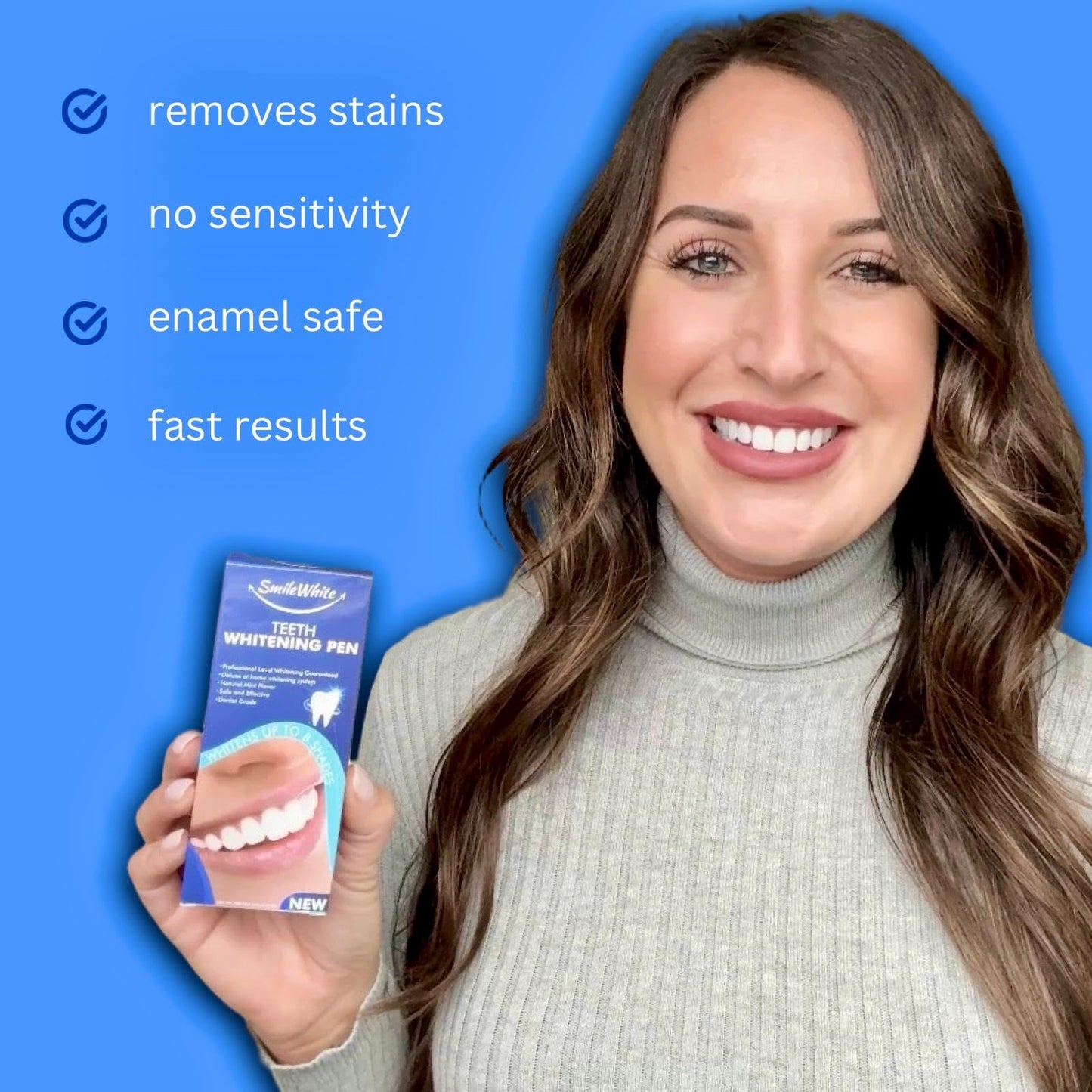 SmileWhite Teeth Whitening Pen 4 Pack – No Sensitivity, Enamel Safe, Fast Whitening with Natural Mint