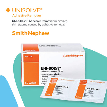 Smith & Nephew UNI-SOLVE Adhesive Remover Wipes – Gentle Tape/Appliance Removal (50 Count)