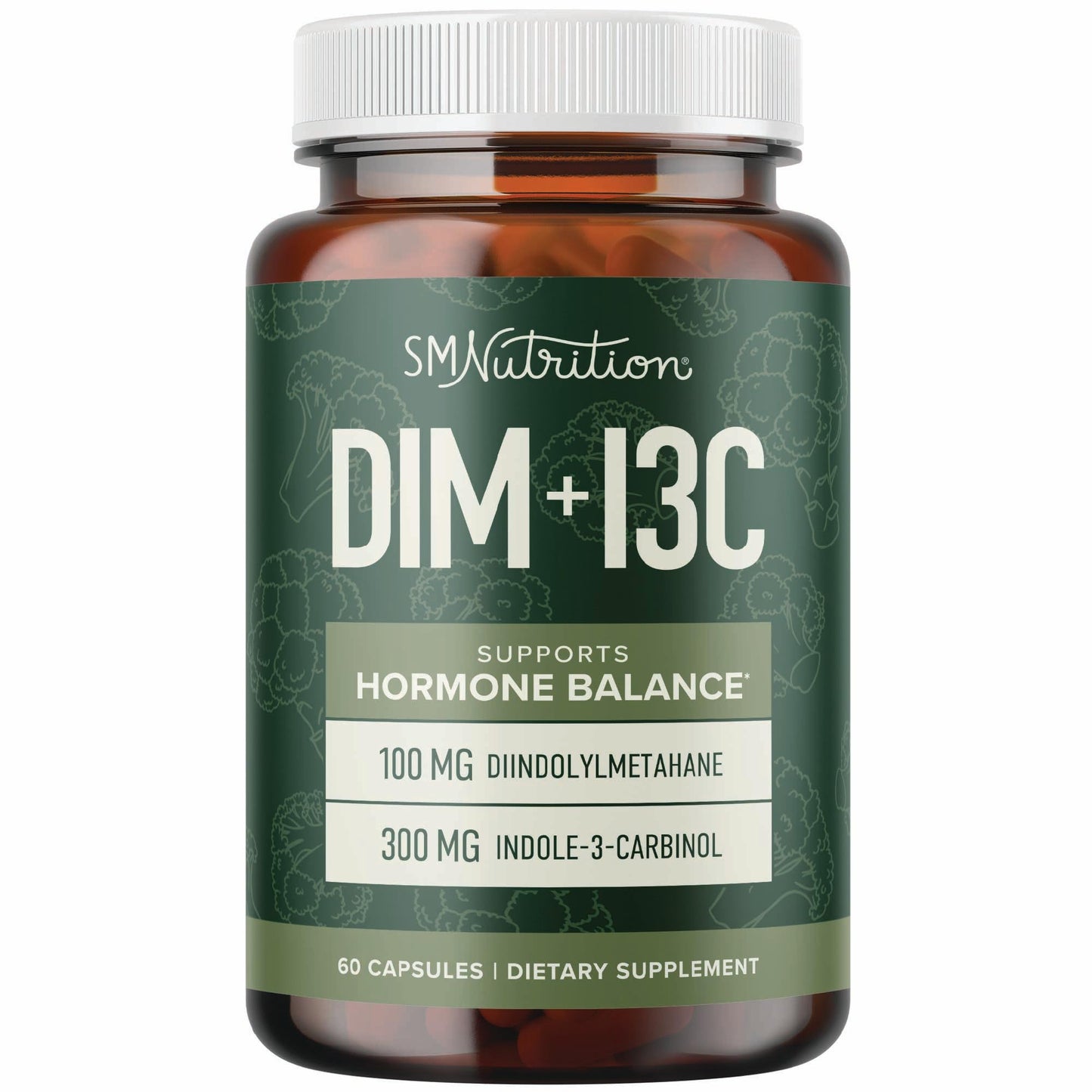 SMNutrition DIM & Indole-3-Carbinol for Hormone Balance | I3C Complex | Estrogen Balance | Vegan, Non-GMO, Gluten-Free | 60 Ct