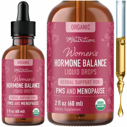 SMNutrition Hormone Balance Liquid Drops | Vegan Herbal Tincture for Menopause & PMS Relief | 2 oz
