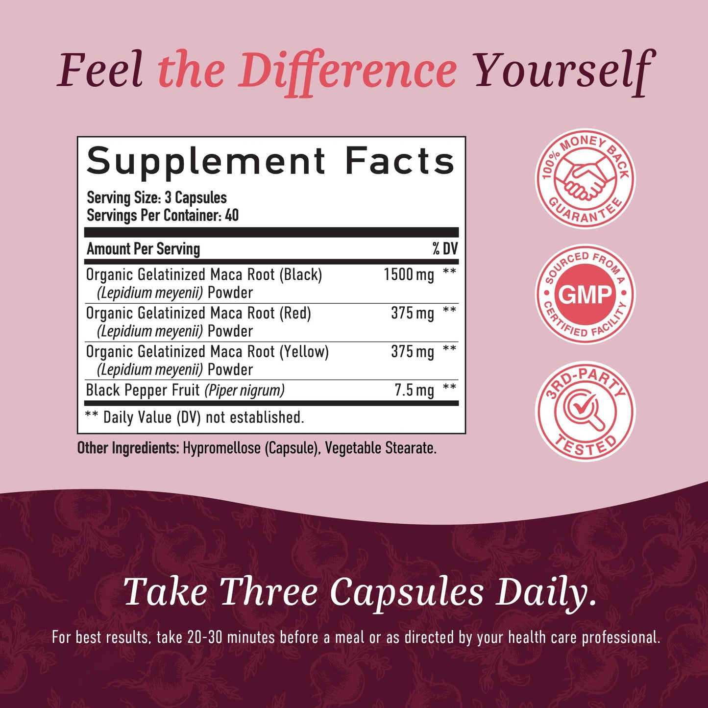 SMNutrition Organic Maca Root Capsules for Women | 2250MG Extra Strength Peruvian Maca + Black Pepper | 120 Ct