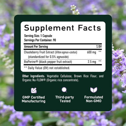 Vitex Chasteberry 600mg | Hormone Balance, Menopause & Regular Cycles | SMNutrition 90 Capsules mythriftymom
