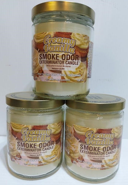 Smoke Odor Exterminator 13oz Jar Candles – Creamy Vanilla (Set of 3)