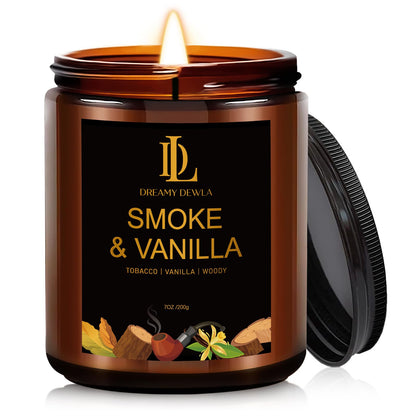 Smoke & Vanilla Candles | Natural Soy Candle, 50-Hour Burn Time