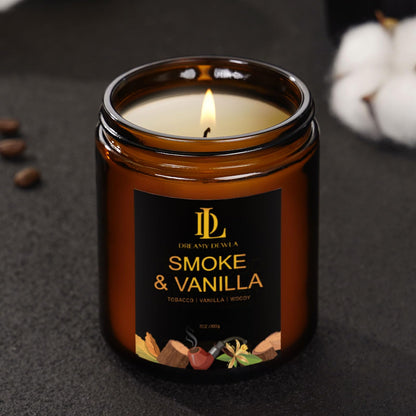 Smoke & Vanilla Candles | Natural Soy Candle, 50-Hour Burn Time