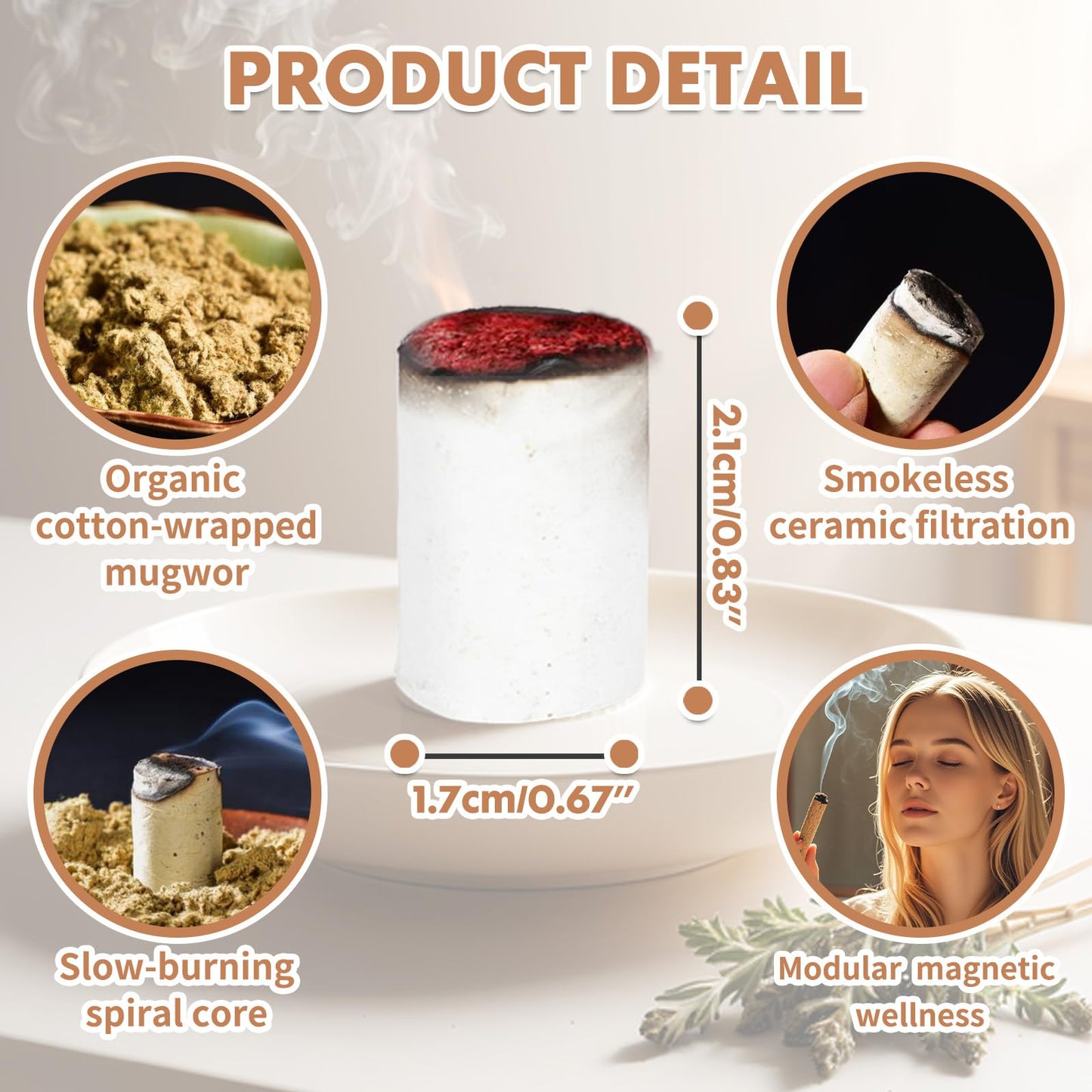 Smokeless Copper Moxa Box - Purifier Copper Tank Moxibustion Treatment Tool, Portable Therapy Bag (Not Include Moxa) Wormwood Sticks-3