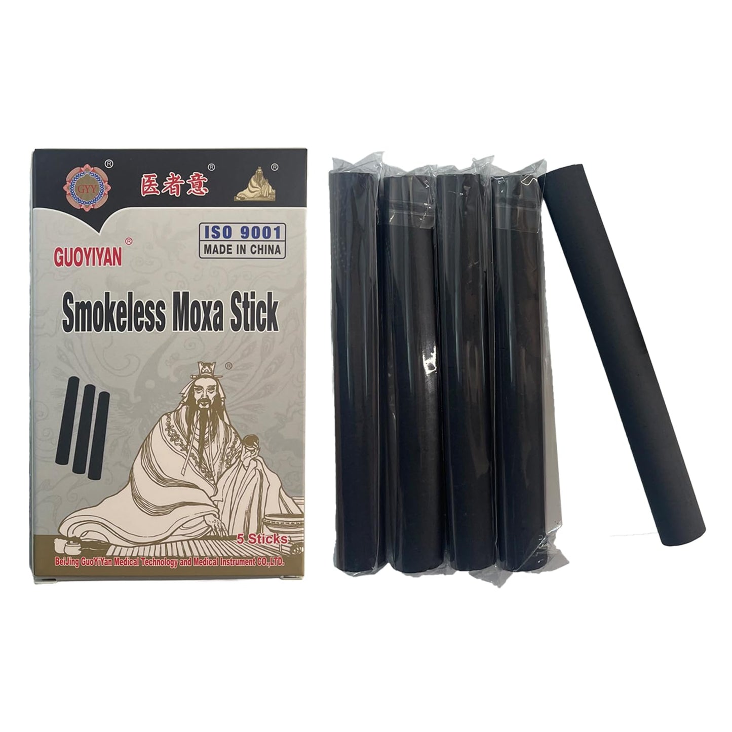 Smokeless Moxa Sticks 5 Pcs – No Smoke for Moxibustion, Pure Mugwort, Carbonized 13cm