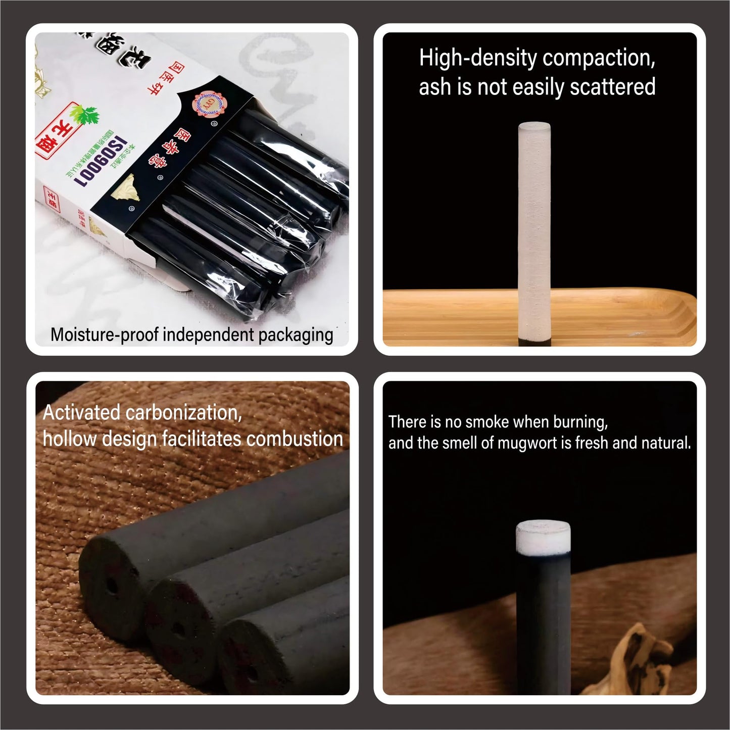 Smokeless Moxa Sticks 5 Pcs – No Smoke for Moxibustion, Pure Mugwort, Carbonized 13cm