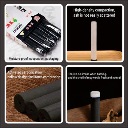 Smokeless Moxa Sticks 5 Pcs – No Smoke for Moxibustion, Pure Mugwort, Carbonized 13cm