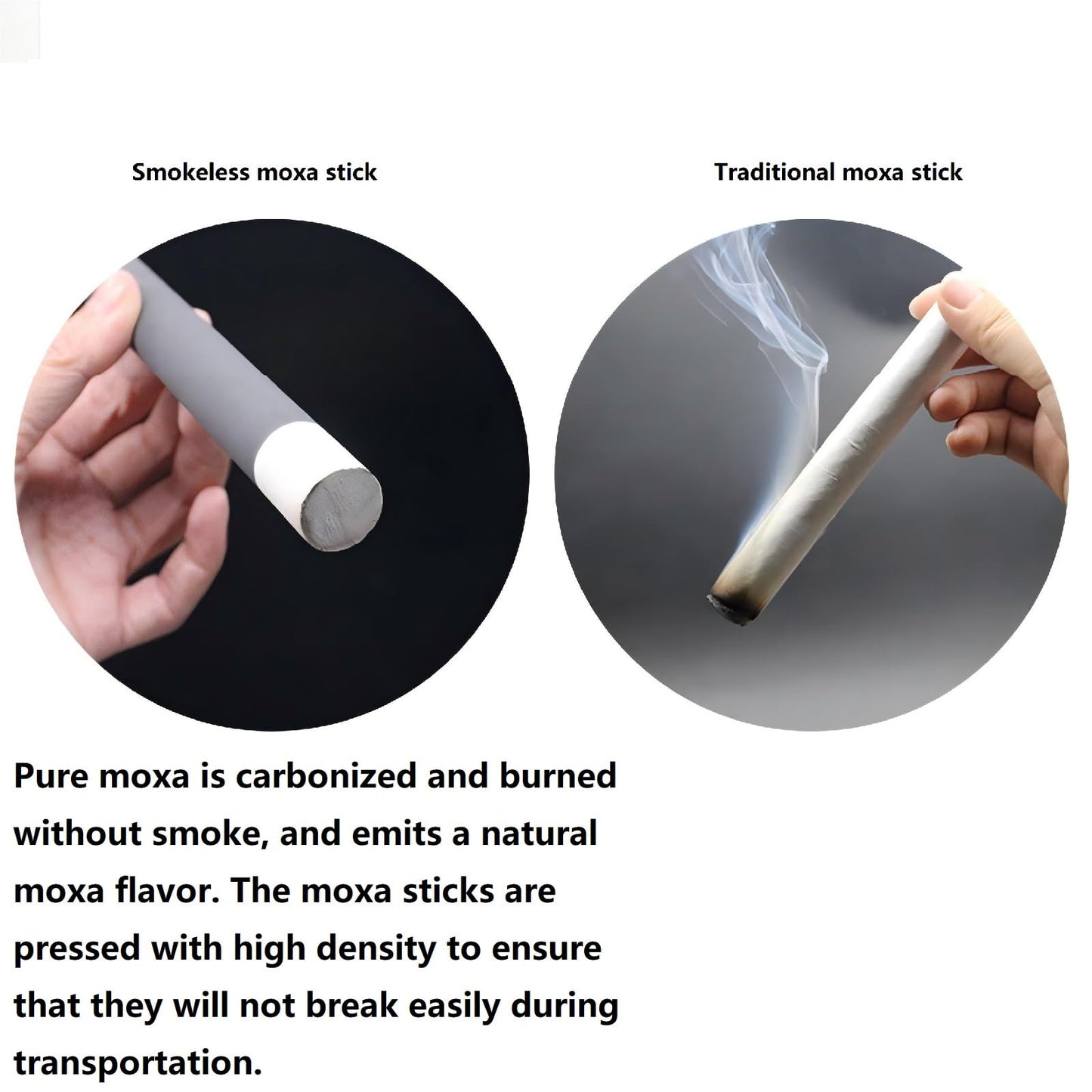 Smokeless Moxa Sticks 5 Pcs – No Smoke for Moxibustion, Pure Mugwort, Carbonized 13cm