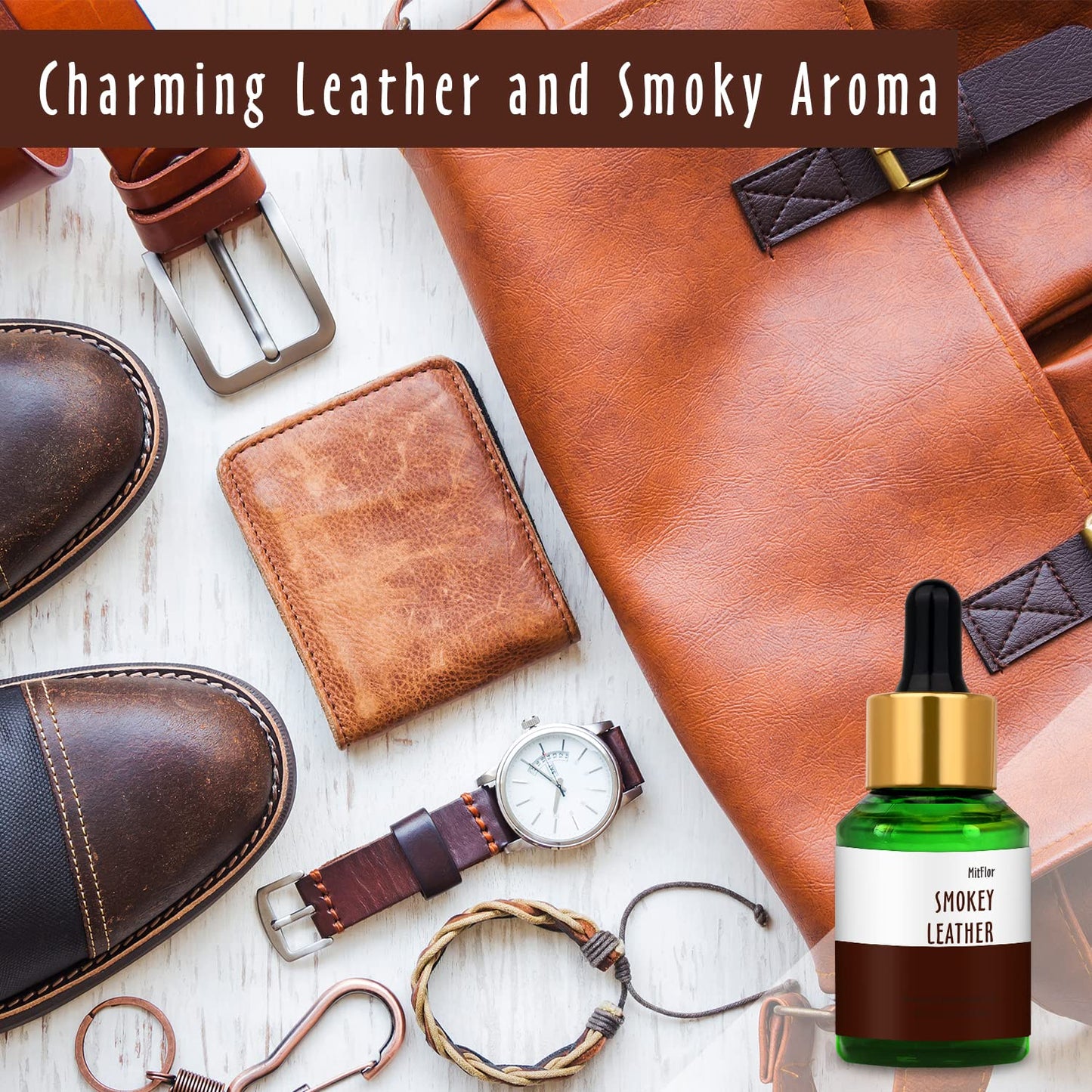 Smokey Leather Fragrance Oil – MitFlor 30ml | Premium Diffuser & Candle Scent