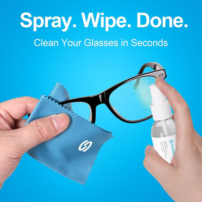 SmoTecQ Glasses Cleaner Kit – Alcohol-Free Spray & Microfiber Cloths