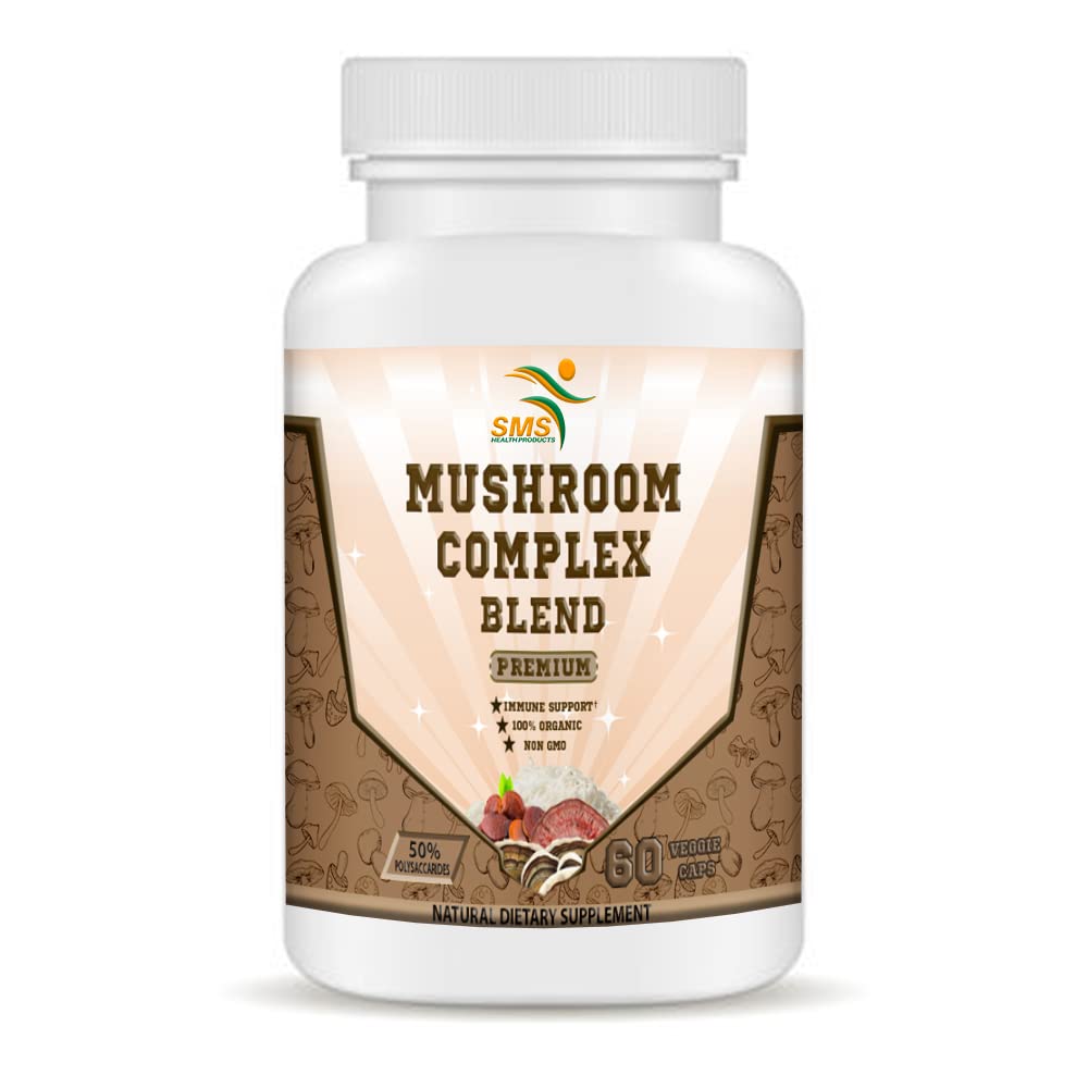 SMSHEALTH Mushroom Capsules - 50% Polysaccharides, 2000mg Daily – Lion's Mane, Reishi, Turkey Tail