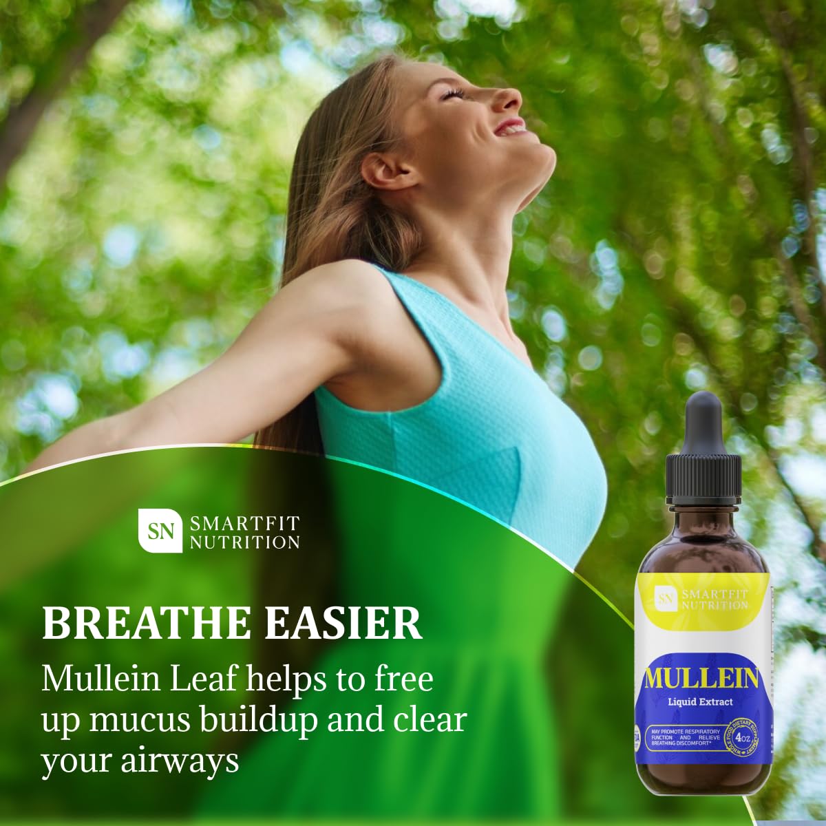 SN SMARTFIT NUTRITION Mullein Leaf Extract Drops – Lung Support (4 oz)