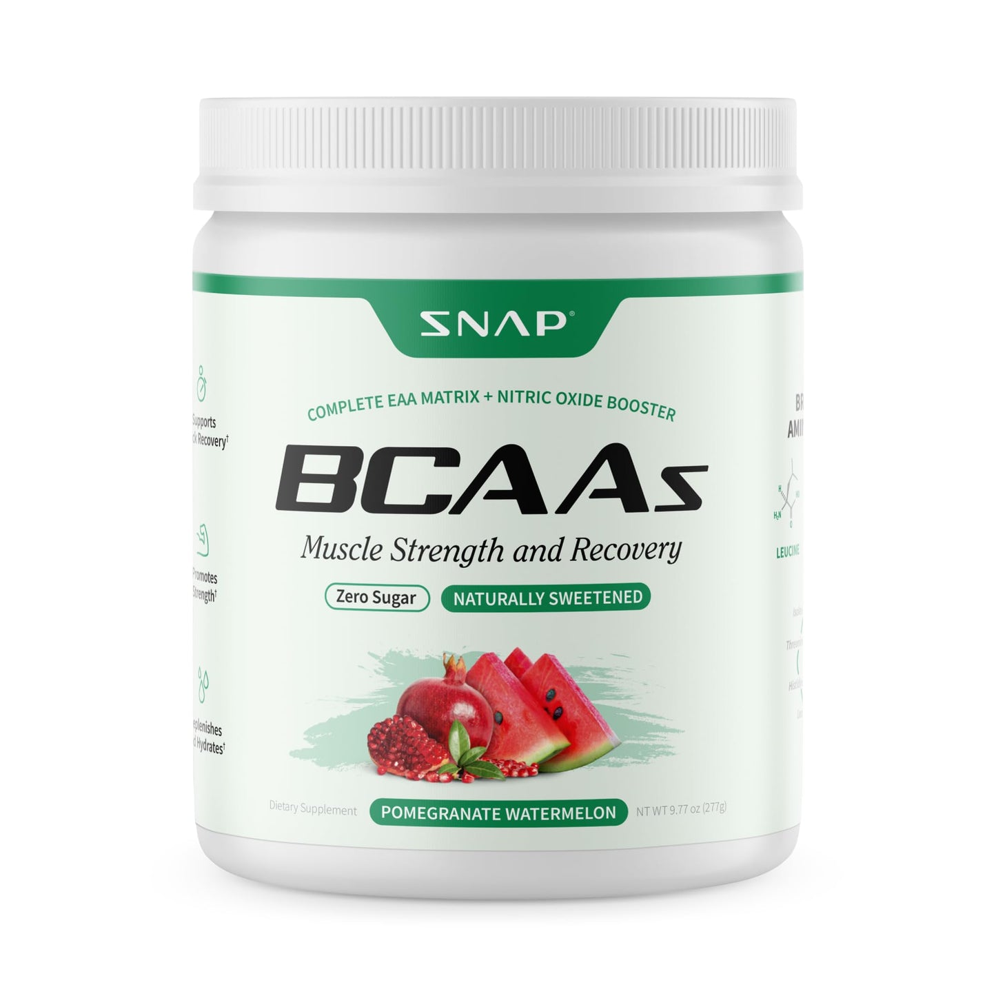 Snap BCAA Powder – Essential Amino Energy, Nitric Oxide Booster, Watermelon (30 Servings)