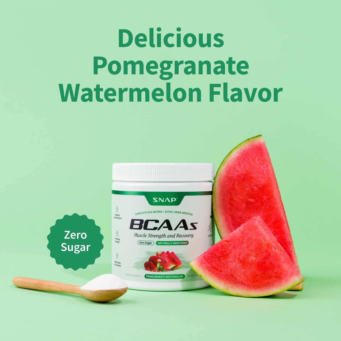 Snap BCAA Powder – Essential Amino Energy, Nitric Oxide Booster, Watermelon (30 Servings)