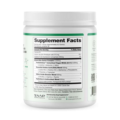 Snap BCAA Powder – Essential Amino Energy, Nitric Oxide Booster, Watermelon (30 Servings)
