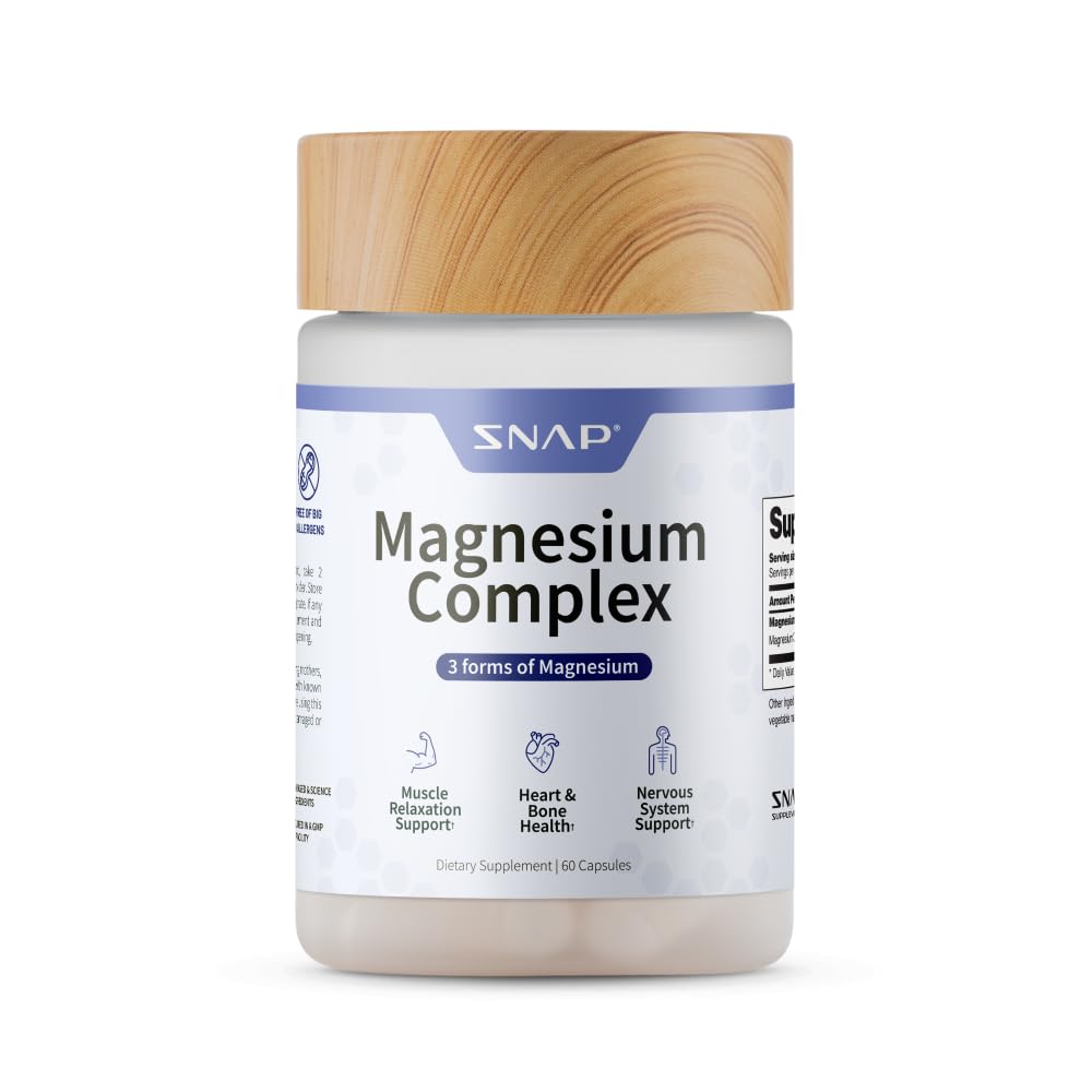 Snap Supplements 3-in-1 Magnesium Complex – Magnesium Bisglycinate, Oxide & Citrate | 60 Capsules