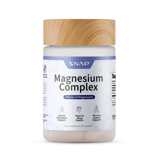 Snap Supplements 3-in-1 Magnesium Complex – Magnesium Bisglycinate, Oxide & Citrate | 60 Capsules BritishVita | Premium UK Vitamins & Wellness Supplements