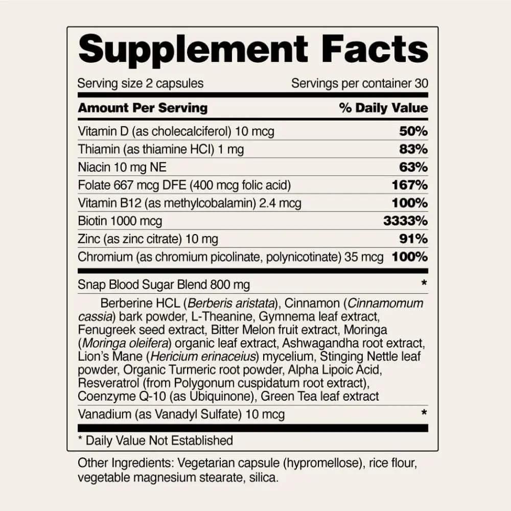 Snap Supplements Blood Sugar Blend - 180 Count | Balanced Energy Support BritishVita | Premium UK Vitamins & Wellness Supplements