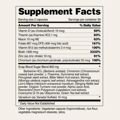 Snap Supplements Blood Sugar Blend - 180 Count | Balanced Energy Support BritishVita | Premium UK Vitamins & Wellness Supplements