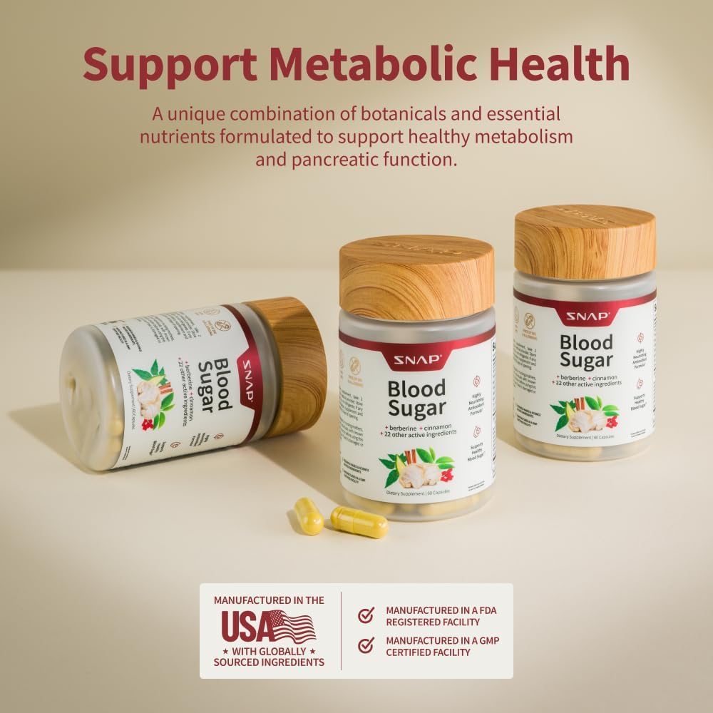 Snap Supplements Blood Sugar Blend – Berberine, Gymnema, CoQ10, Cinnamon, Alpha Lipoic Acid