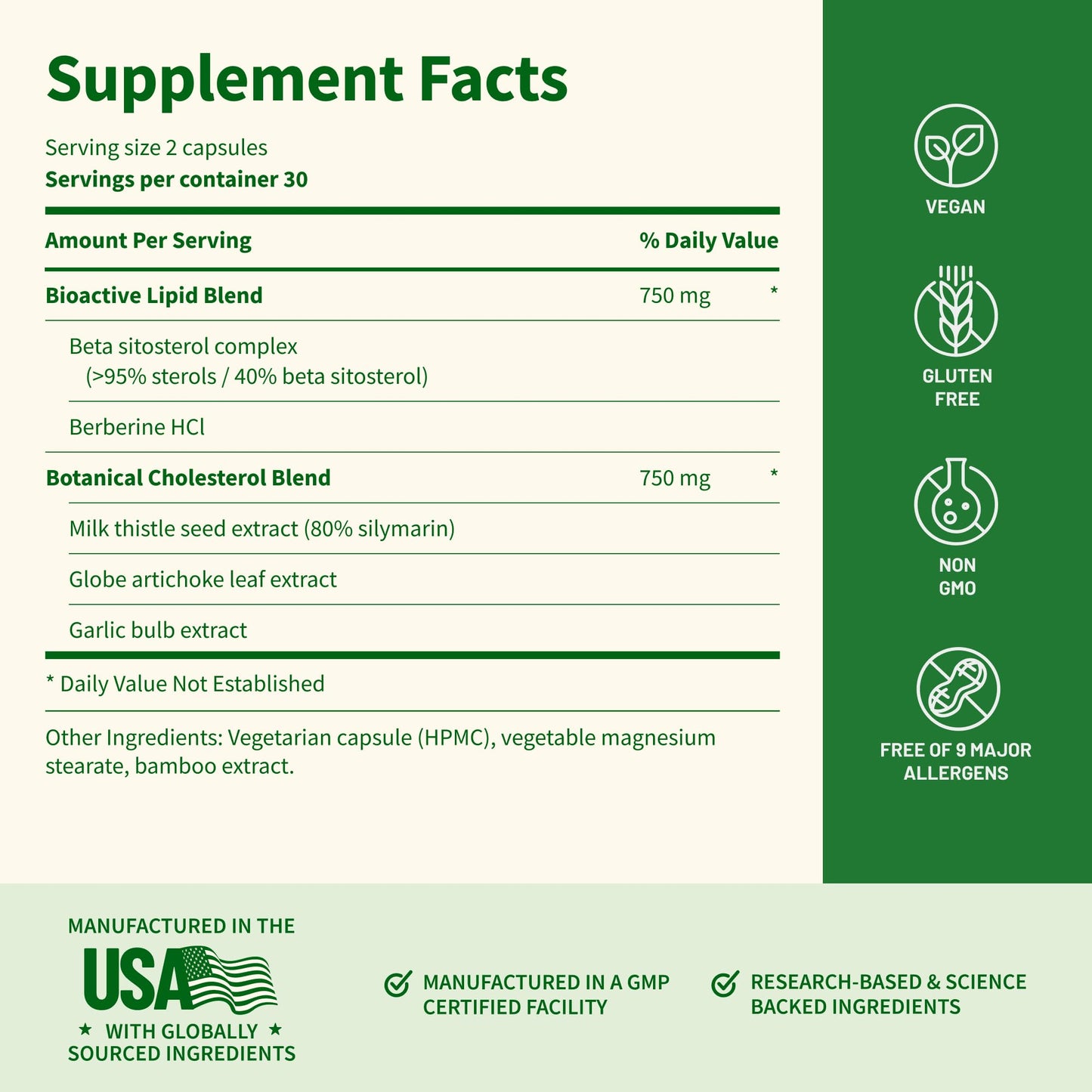 Snap Supplements Cholesterol Health - Natural Support for Heart, Liver, Digestive and Metabolic Health, 60 Vegetarian Capsules (30 Servings, 1 Month Supply)