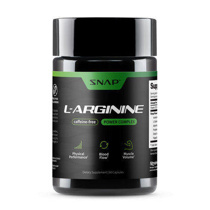 Snap Supplements L Arginine Capsules – Energy, Blood Flow, Muscle Growth & Cardio Health | 60 Veg Capsules