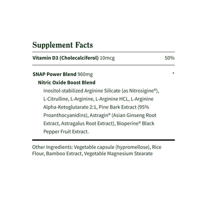Snap Supplements L Arginine Capsules – Energy, Blood Flow, Muscle Growth & Cardio Health | 60 Veg Capsules