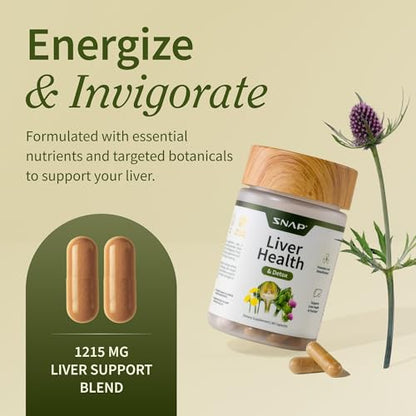 Snap Supplements Liver Health & Detox – 60 Vegetarian Capsules | Liver & Digestive Support