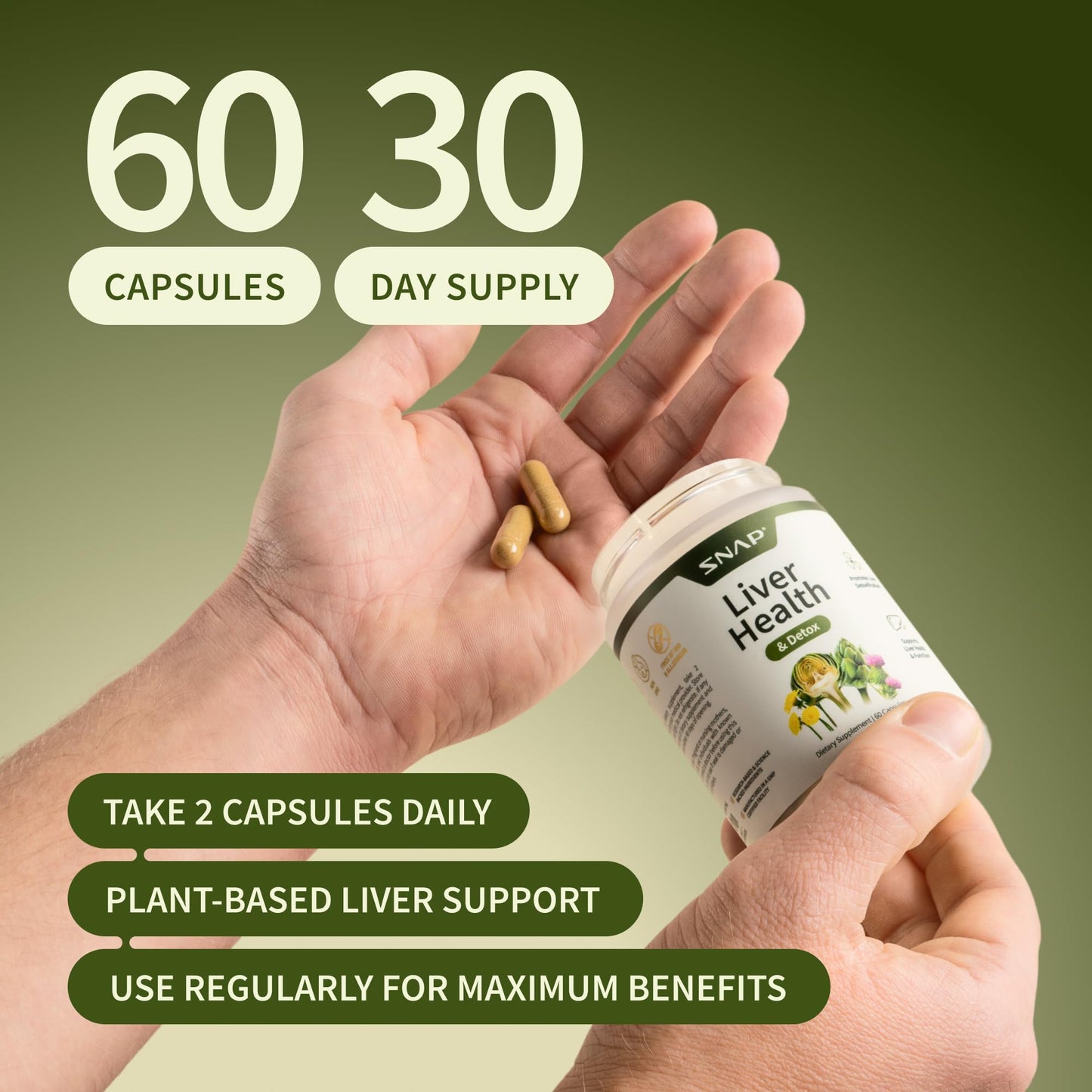 Snap Supplements Liver Health & Detox – 60 Vegetarian Capsules | Liver & Digestive Support