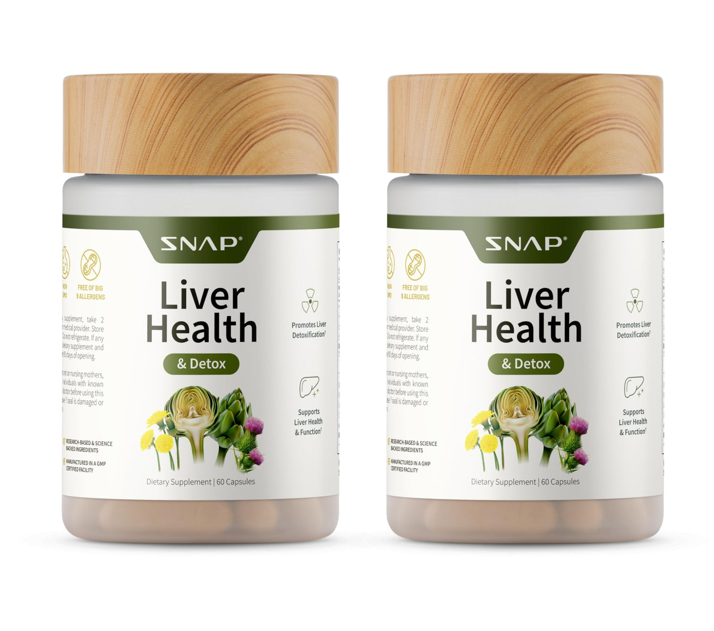 Snap Supplements Liver Health & Detox – 60 Vegetarian Capsules (2-Pack)