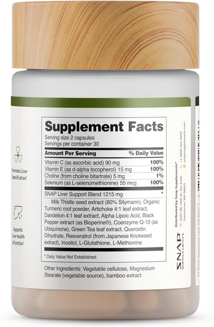 Snap Supplements Liver Health & Detox – 60 Vegetarian Capsules (2-Pack)