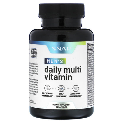 Snap Supplements Men's Multivitamins – Daily Vitamins & Minerals for Men (60 Capsules)