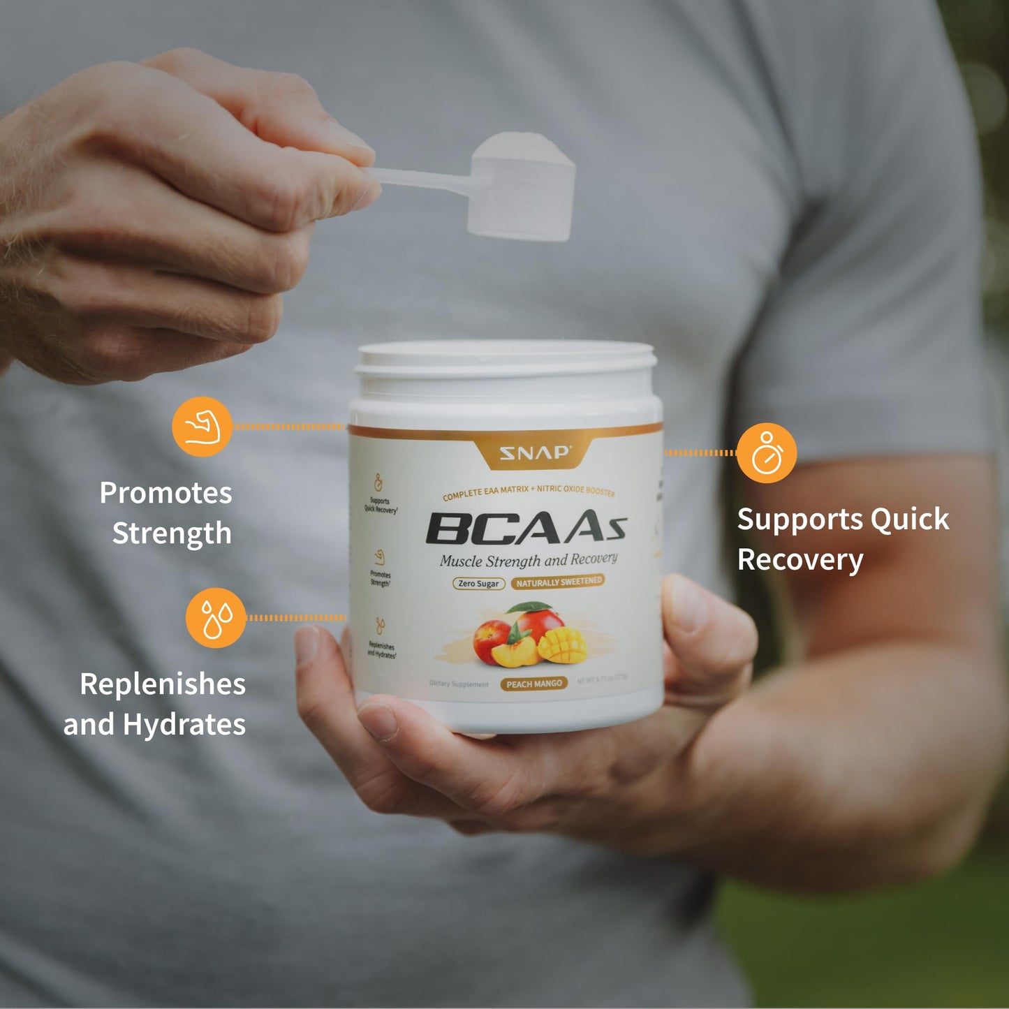 Snap Supplements Plant-Based BCAA Powder + Nitric Oxide Booster – 30 Servings