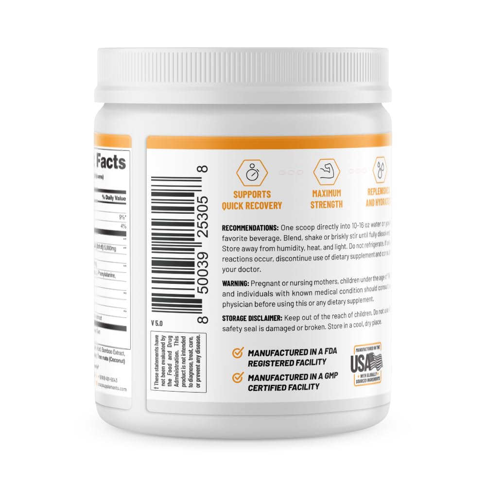 Snap Supplements Plant-Based BCAA Powder + Nitric Oxide Booster – 30 Servings