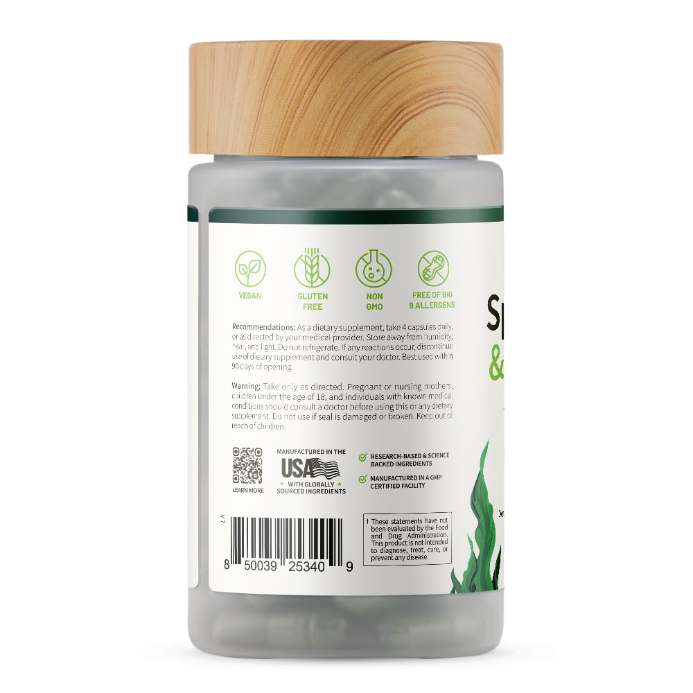 Snap Supplements Organic Spirulina & Chlorella - 120 Vegetarian Capsules