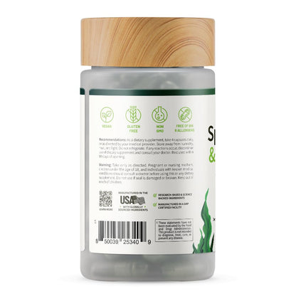 Snap Supplements Organic Spirulina & Chlorella - 120 Vegetarian Capsules
