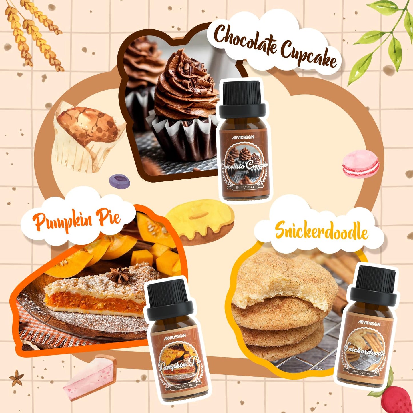 Bakery Fragrance Oils Set | ARVIDSSON Dessert Scents for Candles