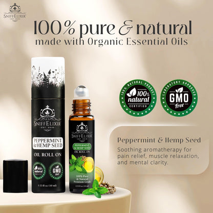SniffElixir Peppermint Roll-On with Hemp Seed Oil – Headache & Migraine Relief
