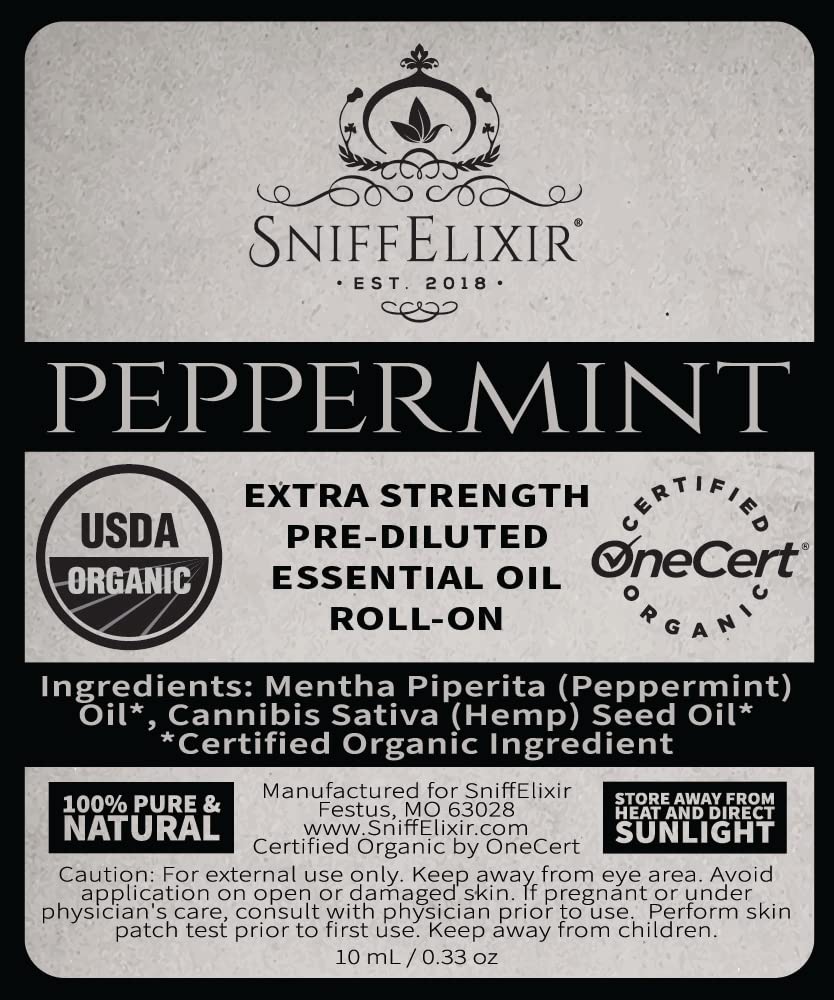 SniffElixir Peppermint Roll-On with Hemp Seed Oil – Headache & Migraine Relief