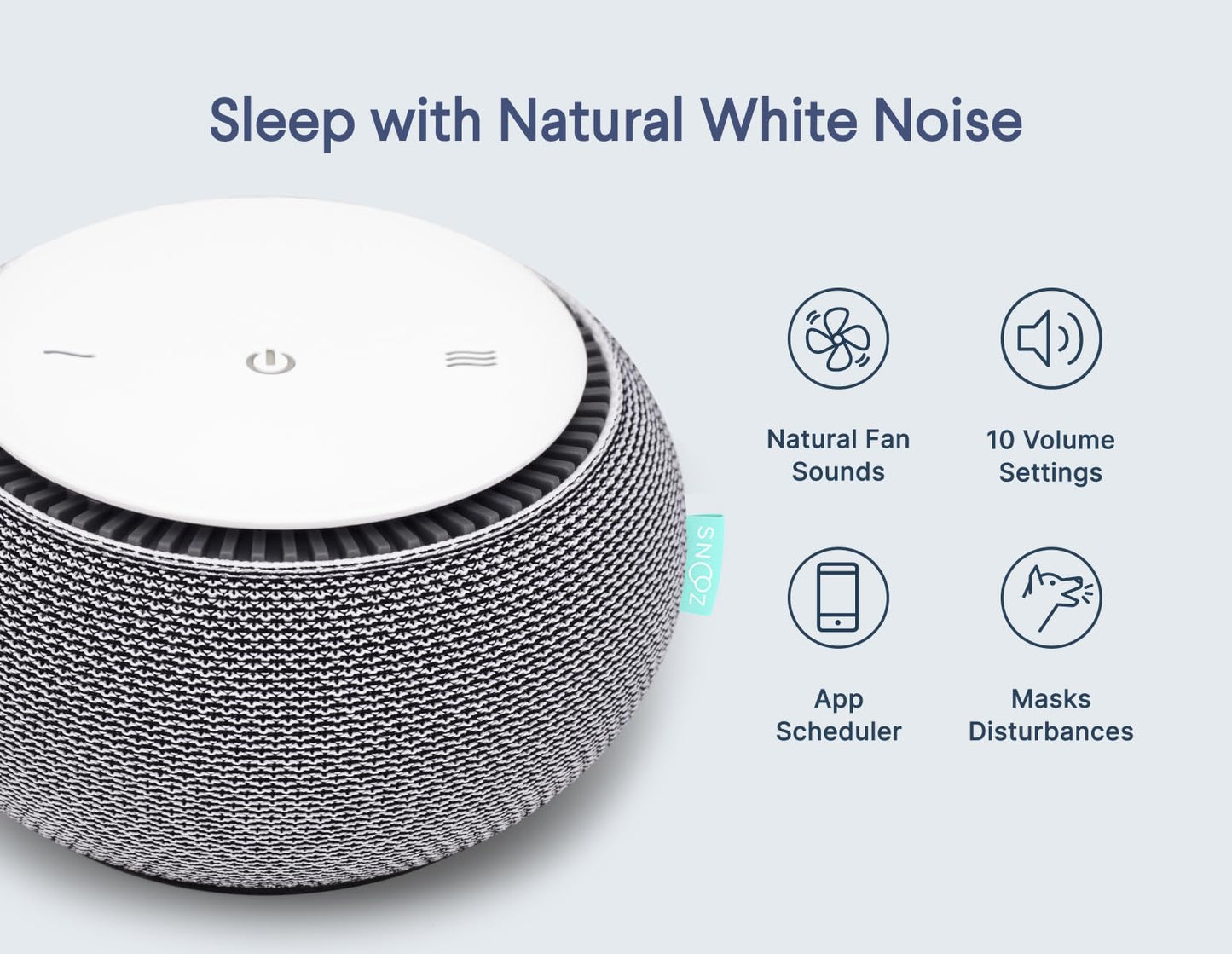 SNOOZ Smart White Noise Machine — Real Fan Inside, Non-Looping Sleep Aid