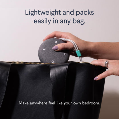 SNOOZ Go Portable Travel Sound Machine — 6 Sounds, Bluetooth Speaker, 20h Battery, Charcoal
