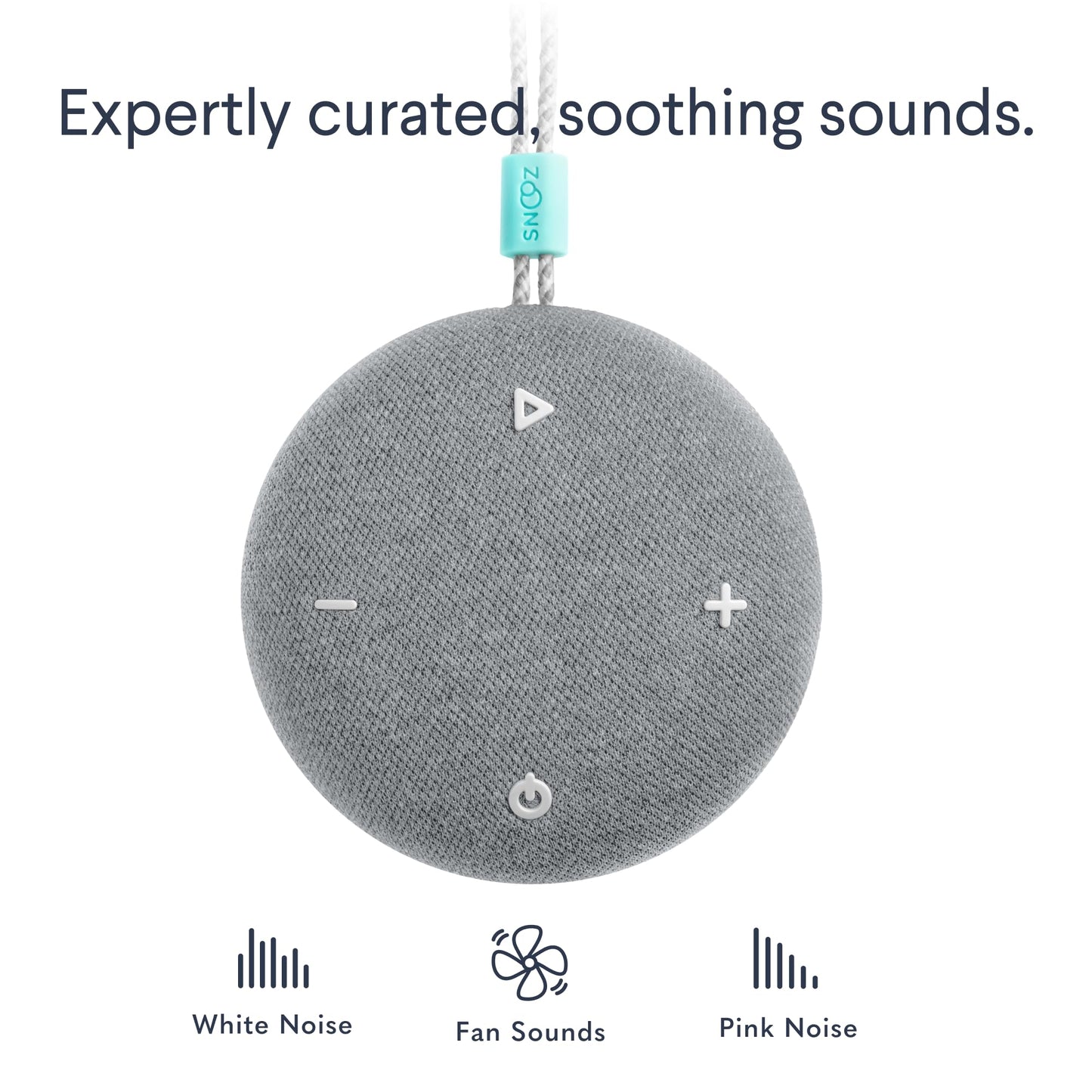 SNOOZ Go Portable Travel Sound Machine — 6 Sounds, Bluetooth Speaker, 20h Battery, Charcoal