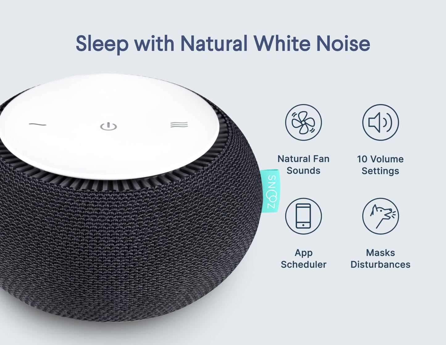 SNOOZ Smart White Noise Machine – Real Fan Inside, Non-Looping Sleep Aid (Charcoal)