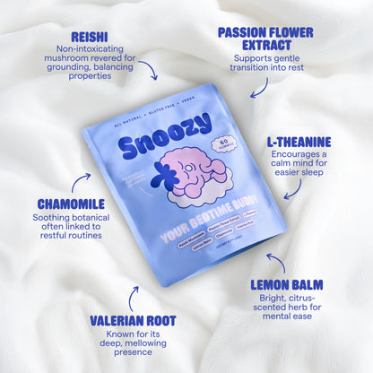 Snoozy Bedtime Buddy: Reishi Sleep Gummies - Melatonin-Free, Raspberry, 60 Gummies