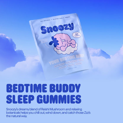 Snoozy Bedtime Buddy: Reishi Sleep Gummies - Melatonin-Free, Raspberry, 60 Gummies