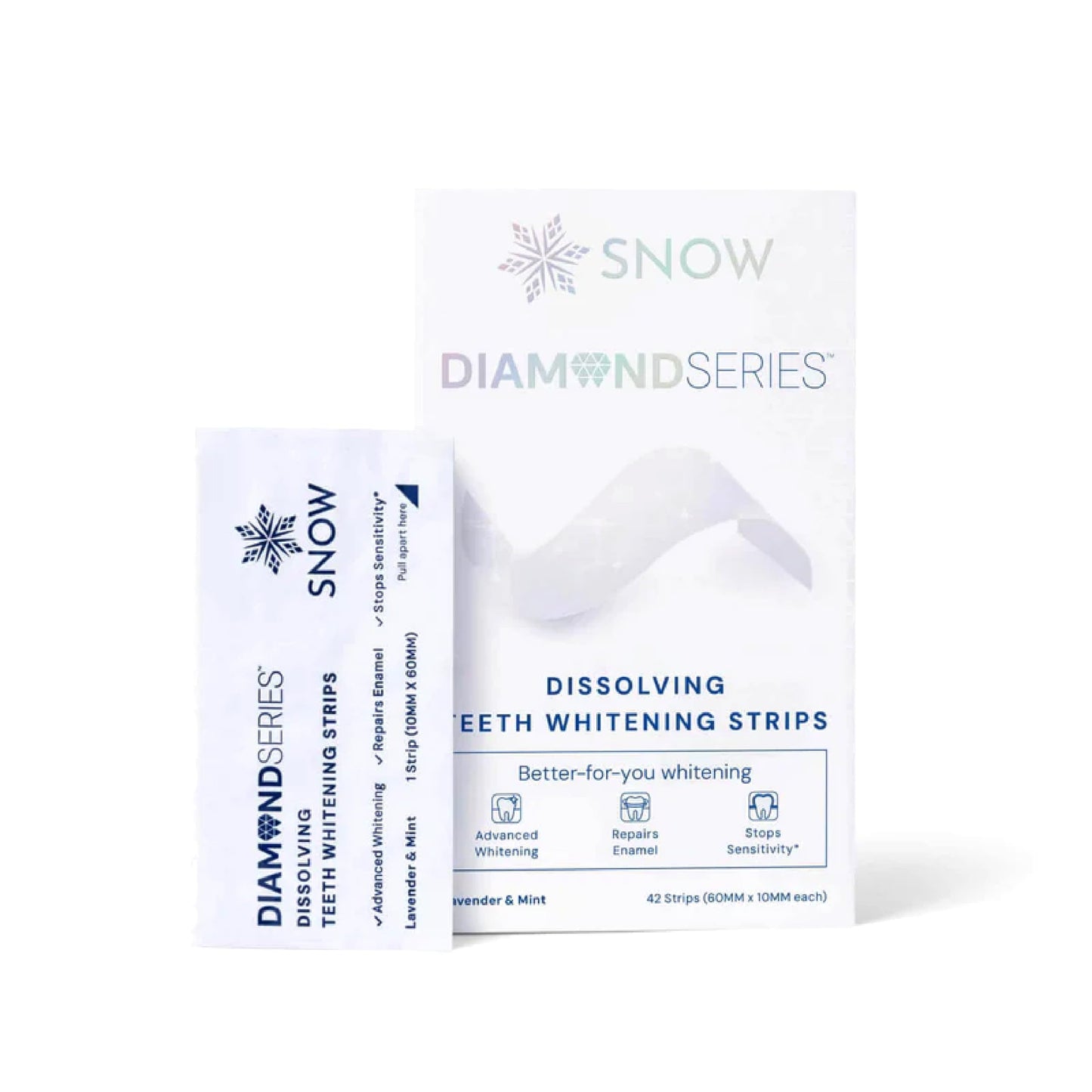 SNOW Diamond Dissolving Teeth Whitening Strips - Enamel Safe At-Home Whitening (42 Ct)