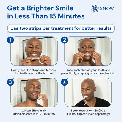 SNOW Diamond Dissolving Teeth Whitening Strips - Enamel Safe At-Home Whitening (42 Ct)